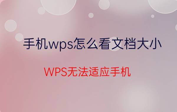 手机wps怎么看文档大小 WPS无法适应手机？